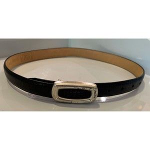Brighton Classics Slim Black Leather Belt - Plate Buckle - Women's Size 28 40113